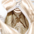 PRADA Hand Bag Satin Silver Metallic beige Auth 166888-19
