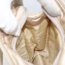 PRADA Hand Bag Satin Silver Metallic beige Auth 166888-20