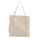 PRADA Hand Bag Satin Silver Metallic beige Auth 166888-13