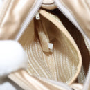 PRADA Hand Bag Satin Silver Metallic beige Auth 166888-22