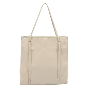 PRADA Hand Bag Satin Silver Metallic beige Auth 166888 - 0