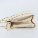 PRADA Hand Bag Satin Silver Metallic beige Auth 166888-4