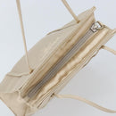 PRADA Hand Bag Satin Silver Metallic beige Auth 166888-6