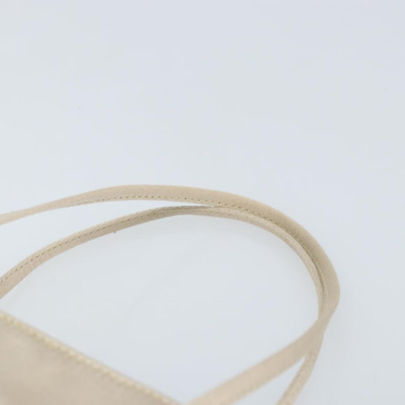 PRADA Hand Bag Satin Silver Metallic beige Auth 166888