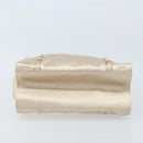 PRADA Hand Bag Satin Silver Metallic beige Auth 166888-5