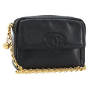 CHANEL Chain Shoulder Bag Caviar Skin Black Gold CC Auth 166896SAV-1