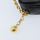 CHANEL Chain Shoulder Bag Caviar Skin Black Gold CC Auth 166896SAV-14