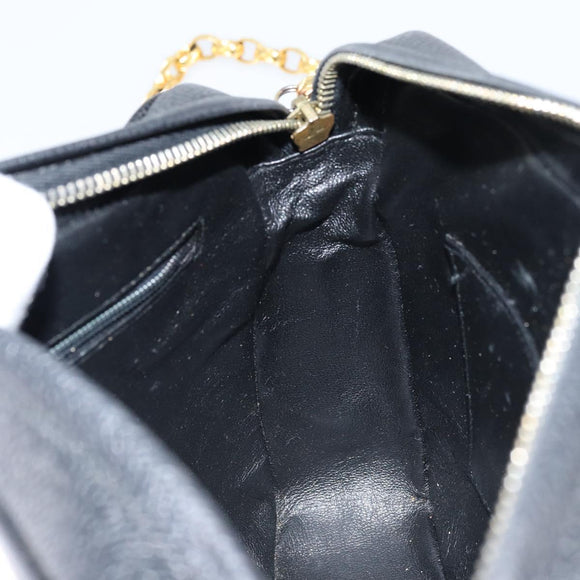 CHANEL Chain Shoulder Bag Caviar Skin Black Gold CC Auth 166896SAV