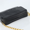 CHANEL Chain Shoulder Bag Caviar Skin Black Gold CC Auth 166896SAV-6
