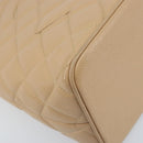 CHANEL Matelasse Reprint Tote Bag Caviar Skin Beige Gold CC Auth 166898SAV-11
