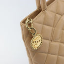 CHANEL Matelasse Reprint Tote Bag Caviar Skin Beige Gold CC Auth 166898SAV-14
