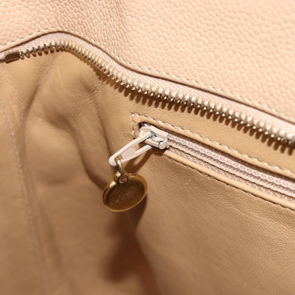 CHANEL Matelasse Reprint Tote Bag Caviar Skin Beige Gold CC Auth 166898SAV