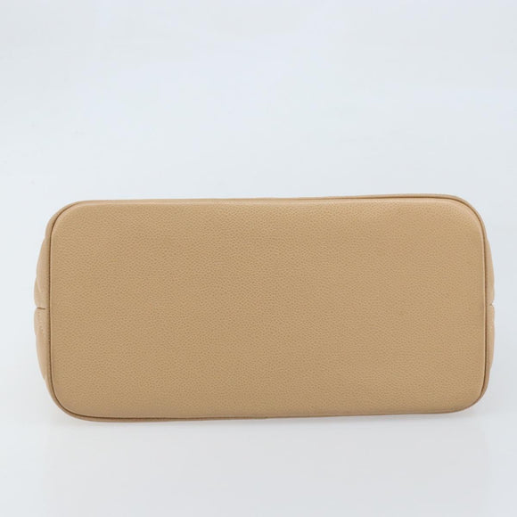 CHANEL Matelasse Reprint Tote Bag Caviar Skin Beige Gold CC Auth 166898SAV