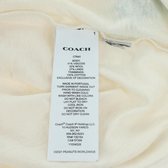Coach COACH × SNOOPY Snoopy Short Sleeved T Shirt Cotton White Auth 166916M