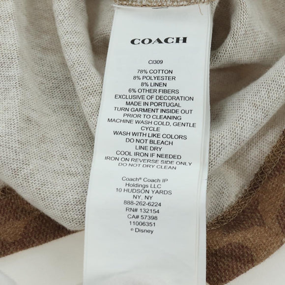Coach COACH × Disney Signature Short Sleeved T Shirt Cotton Brown Auth 166925M