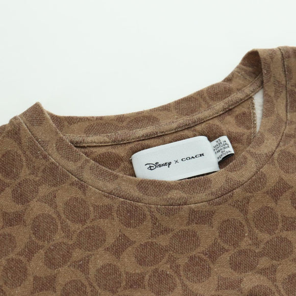 Coach COACH × Disney Signature Short Sleeved T Shirt Cotton Brown Auth 166925M