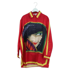 LOEWE × Studio Ghibli Polo Shirt Howl's Moving Castle Silk Red Auth 166935SM