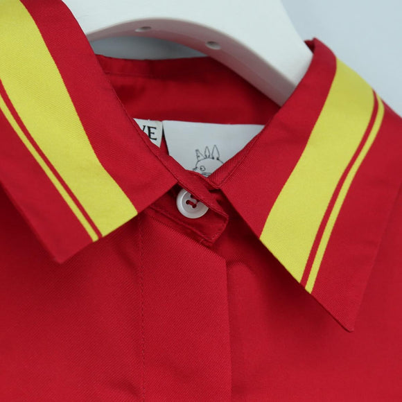 LOEWE × Studio Ghibli Polo Shirt Howl's Moving Castle Silk Red Auth 166935SM