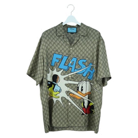 GUCCI GUCCI x Disney GG Donald Shirt Silk Beige Auth 166940SM