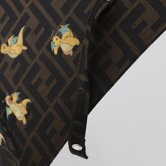 FENDI x FRGMT x POKÉMON Zucca Canvas Dragonfly Umbrella Black Auth 166950SM