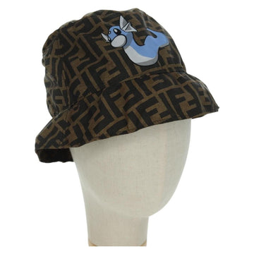 FENDI Zucca Canvas Bucket FENDIxFRGMTxPOKEMON Hat Black Brown Auth 166953SM