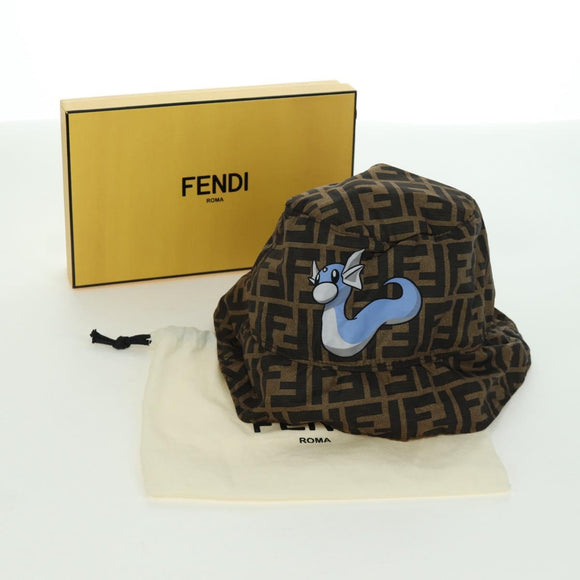 FENDI Zucca Canvas Bucket FENDI x FRGMT x POKÉMON Hat Black Brown Auth 166953SM