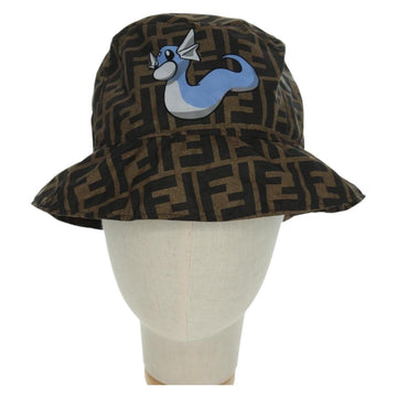 FENDI Zucca Canvas Bucket FENDIxFRGMTxPOKEMON Hat Black Brown Auth 166953SM - 0