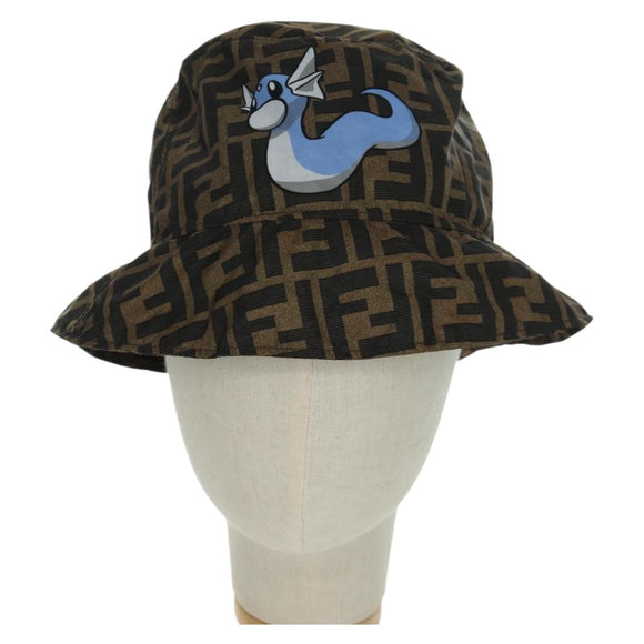 FENDI Zucca Canvas Bucket FENDI x FRGMT x POKÉMON Hat Black Brown Auth 166953SM
