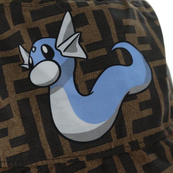 FENDI Zucca Canvas Bucket FENDI x FRGMT x POKÉMON Hat Black Brown Auth 166953SM