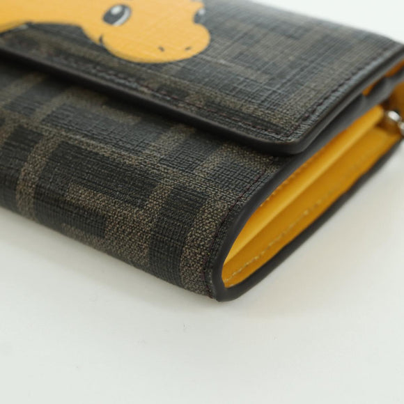 FENDI xFRGMTxPOKÉMON Zucca Canvas Chain Wallet Dragon Bag Black Auth 166959SM