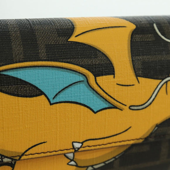 FENDI xFRGMTxPOKÉMON Zucca Canvas Chain Wallet Dragon Bag Black Auth 166959SM