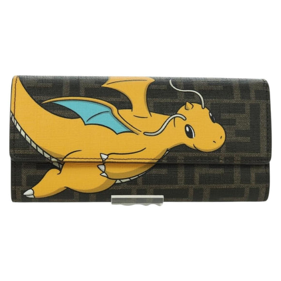 FENDI xFRGMTxPOKÉMON Zucca Canvas Chain Wallet Dragon Bag Black Auth 166959SM