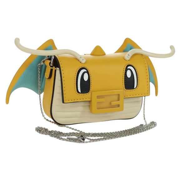 FENDI x FRGMT x POKÉMON Nano Bucket Dragon Bag Leather Yellow Auth 166960SM