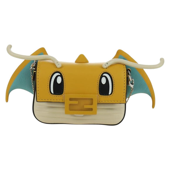 FENDI x FRGMT x POKÉMON Nano Bucket Dragon Bag Leather Yellow Auth 166960SM