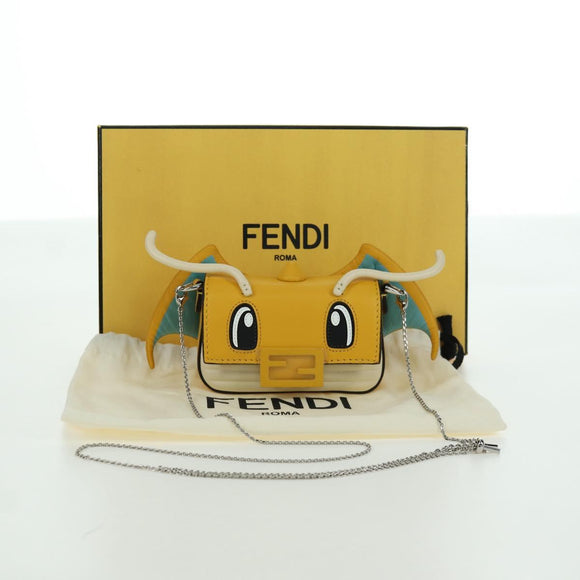FENDI x FRGMT x POKÉMON Nano Bucket Dragon Bag Leather Yellow Auth 166961SM