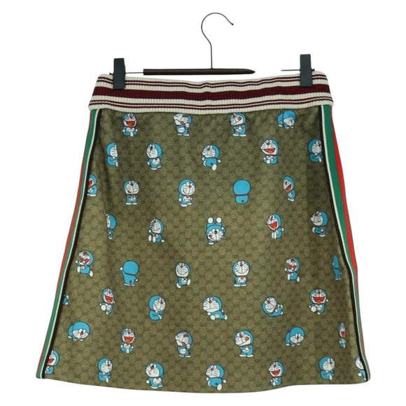 GUCCI GUCCI × Doraemon Micro GG Doraemon Skirt Cotton Brown Auth 166962SM