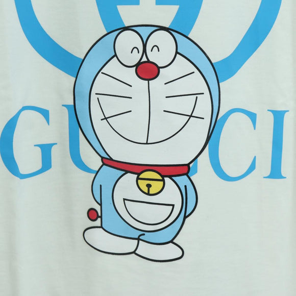 GUCCI GUCCI × Doraemon Short Sleeved T Shirt Cotton Blue White Auth 166963SM