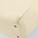 Salvatore Ferragamo Gancini Hand Bag Leather White Silver Auth 166988-7