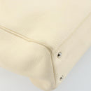 Salvatore Ferragamo Gancini Hand Bag Leather White Silver Auth 166988-16