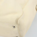 Salvatore Ferragamo Gancini Hand Bag Leather White Silver Auth 166988-17