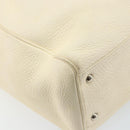 Salvatore Ferragamo Gancini Hand Bag Leather White Silver Auth 166988-18