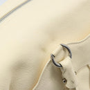 Salvatore Ferragamo Gancini Hand Bag Leather White Silver Auth 166988-8