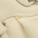 Salvatore Ferragamo Gancini Hand Bag Leather White Silver Auth 166988-9