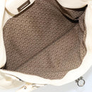 Salvatore Ferragamo Gancini Hand Bag Leather White Silver Auth 166988-25