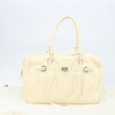 Salvatore Ferragamo Gancini Hand Bag Leather White Silver Auth 166988-12