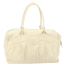 Salvatore Ferragamo Gancini Hand Bag Leather White Silver Auth 166988-2