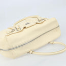 Salvatore Ferragamo Gancini Hand Bag Leather White Silver Auth 166988-14