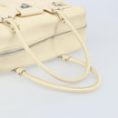 Salvatore Ferragamo Gancini Hand Bag Leather White Silver Auth 166988-6