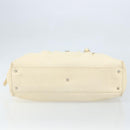 Salvatore Ferragamo Gancini Hand Bag Leather White Silver Auth 166988-5