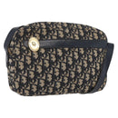 Christian Dior Trotter Canvas Shoulder Bag Navy Gold Auth 166990-1